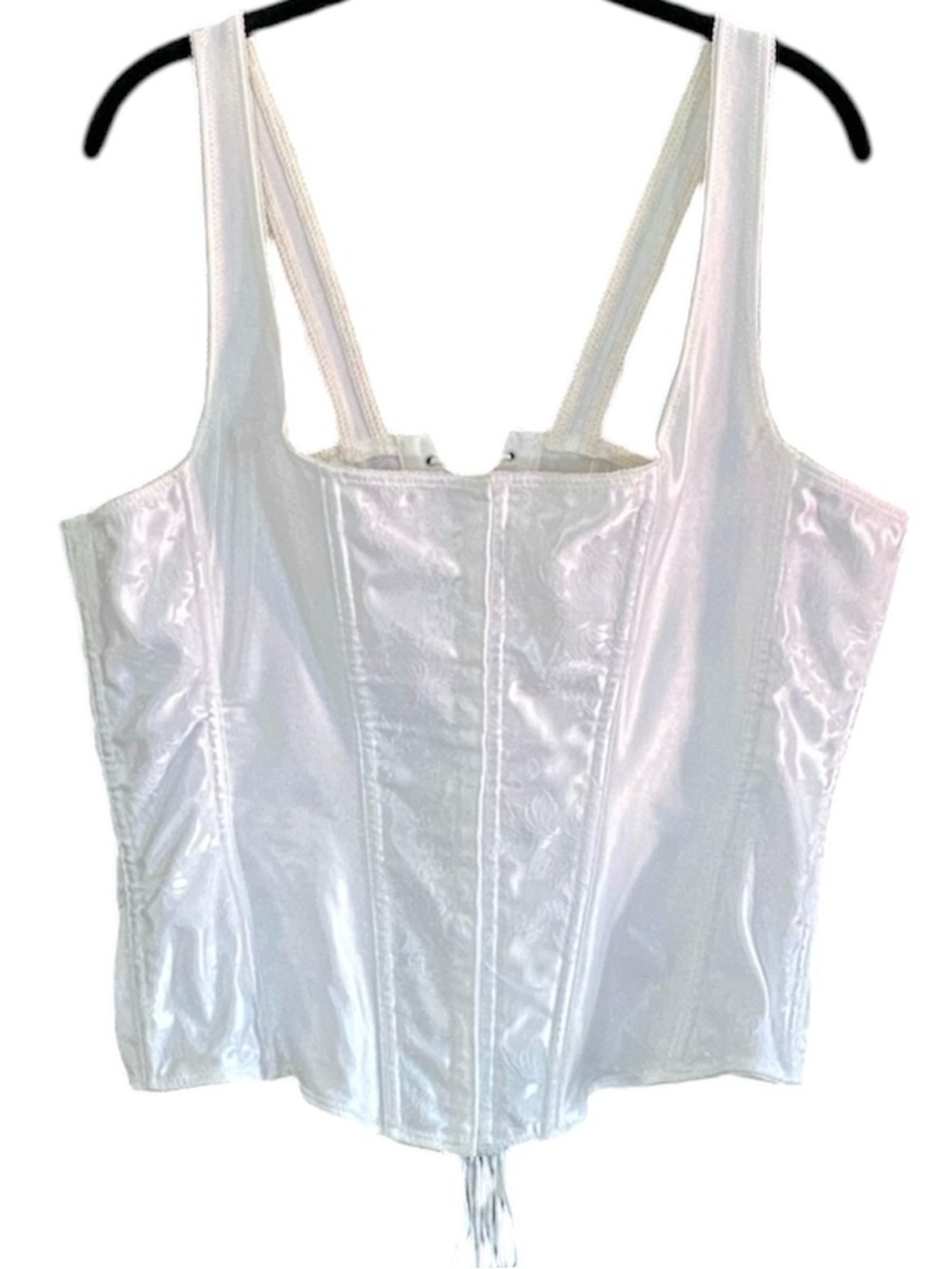 Vtg Empire Intimates 80’s 90’s Satin Brocade Overbust Corset Bustier White 44